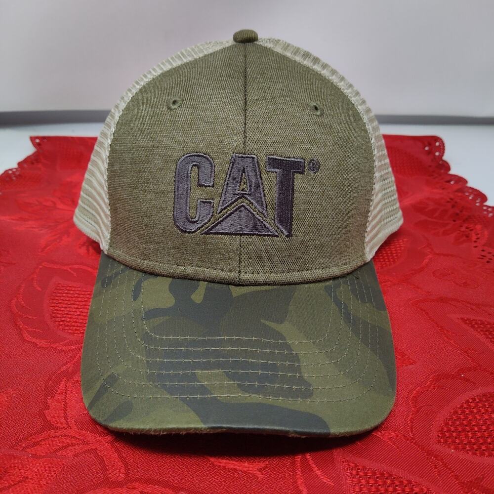 CAT Caterpillar Trucker Hat CAMO Men's Adjustable Mesh